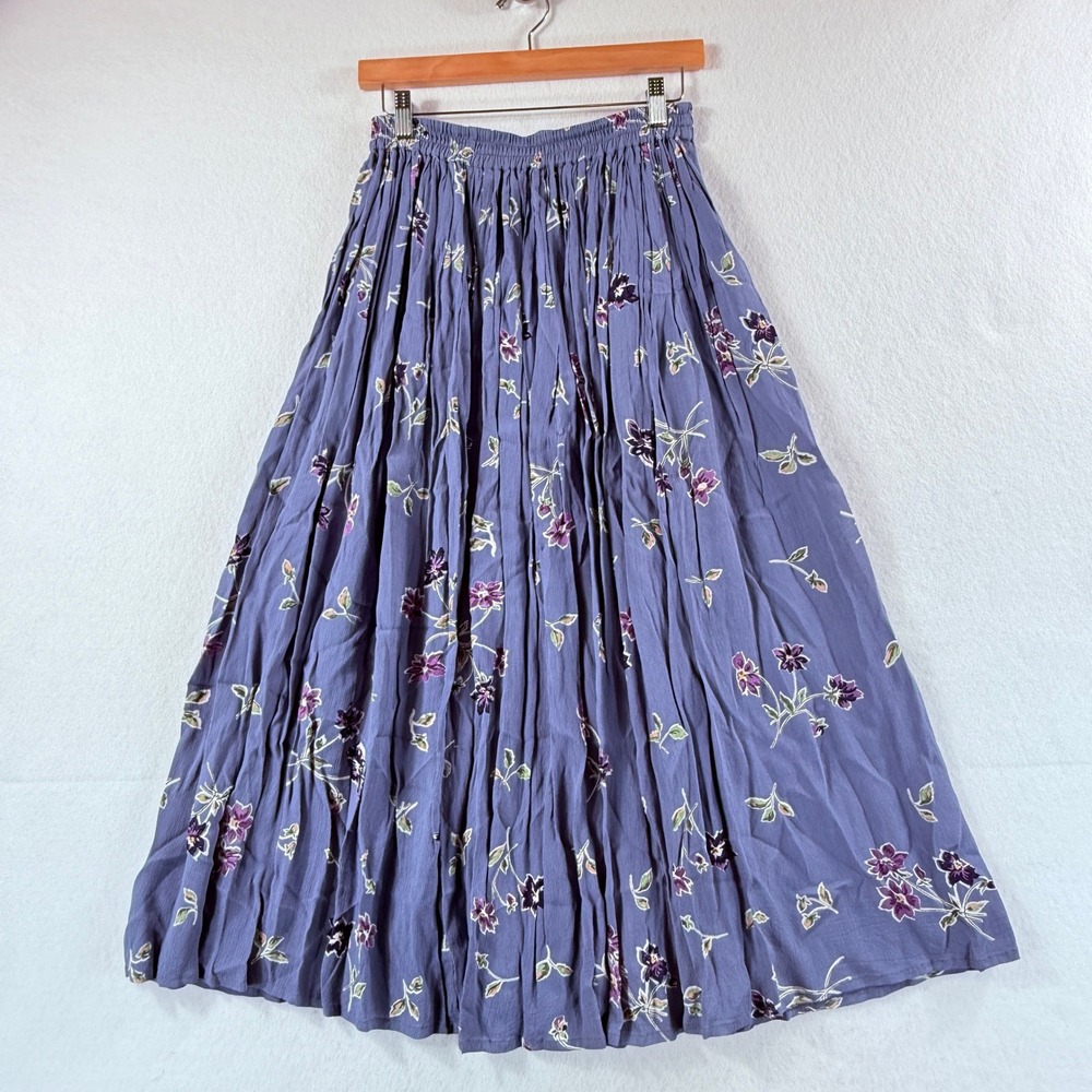 Indira Maxi Skirt Womens Medium Blue Floral Vintage Y2K Cottagecore Boho Fairy